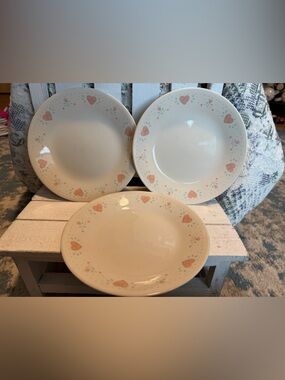 Corelle Hearts Pattern Dessert Plates Set of 3